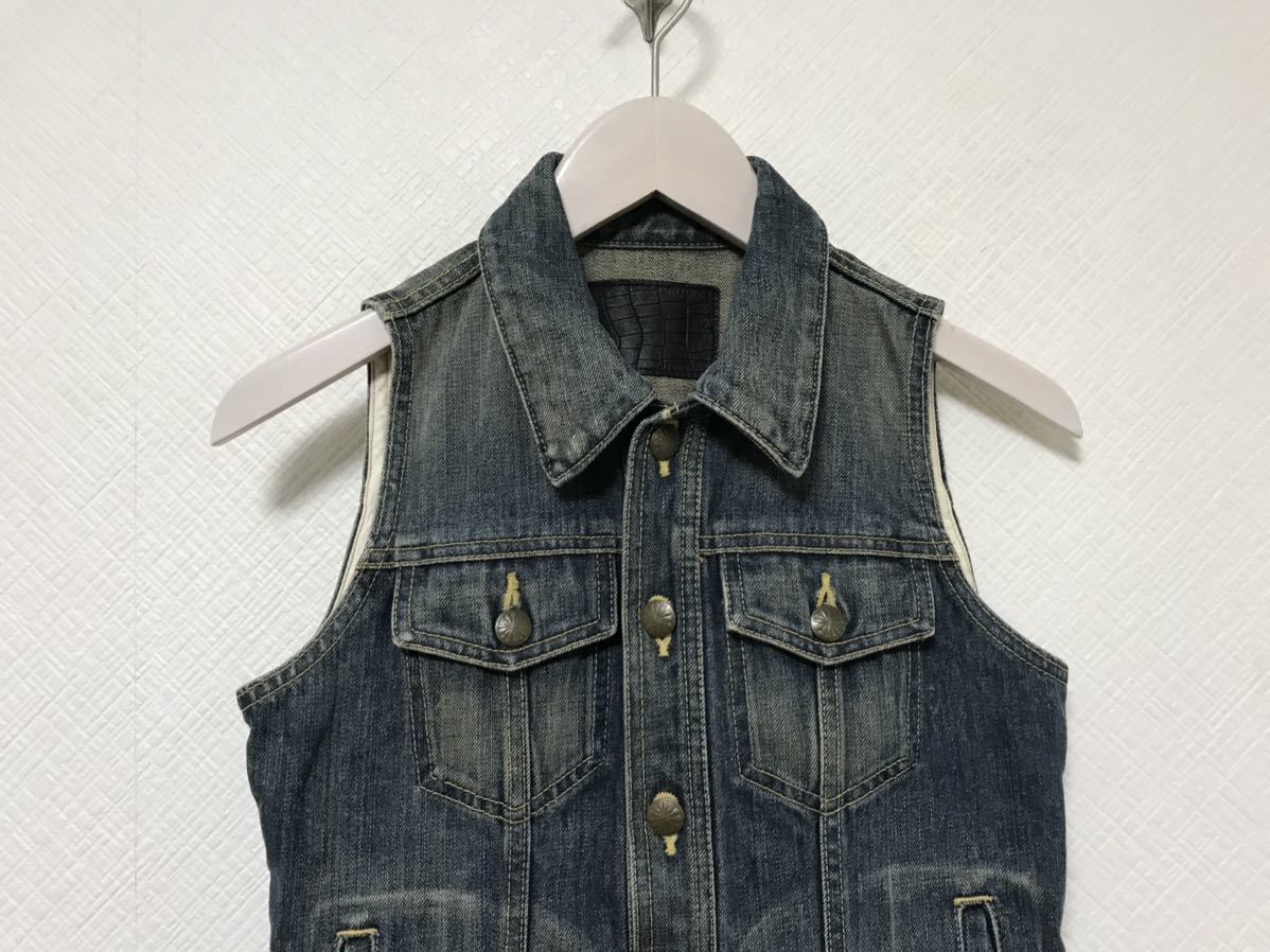  подлинный товар Moussy moussy хлопок мытье обработка Denim жилет лучший жакет деловой костюм женский M сделано в Японии путешествие путешествие синий голубой 