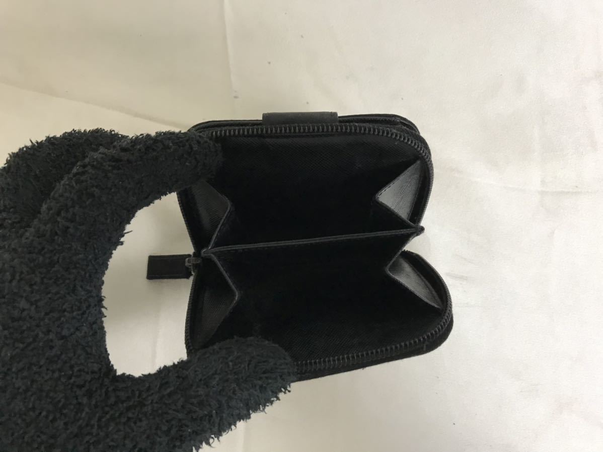 本物プラダPRADAナイロン本革レザーミニラウンドファスナージップ財布サイフ札入れ黒ブラックレディースメンズイタリア製