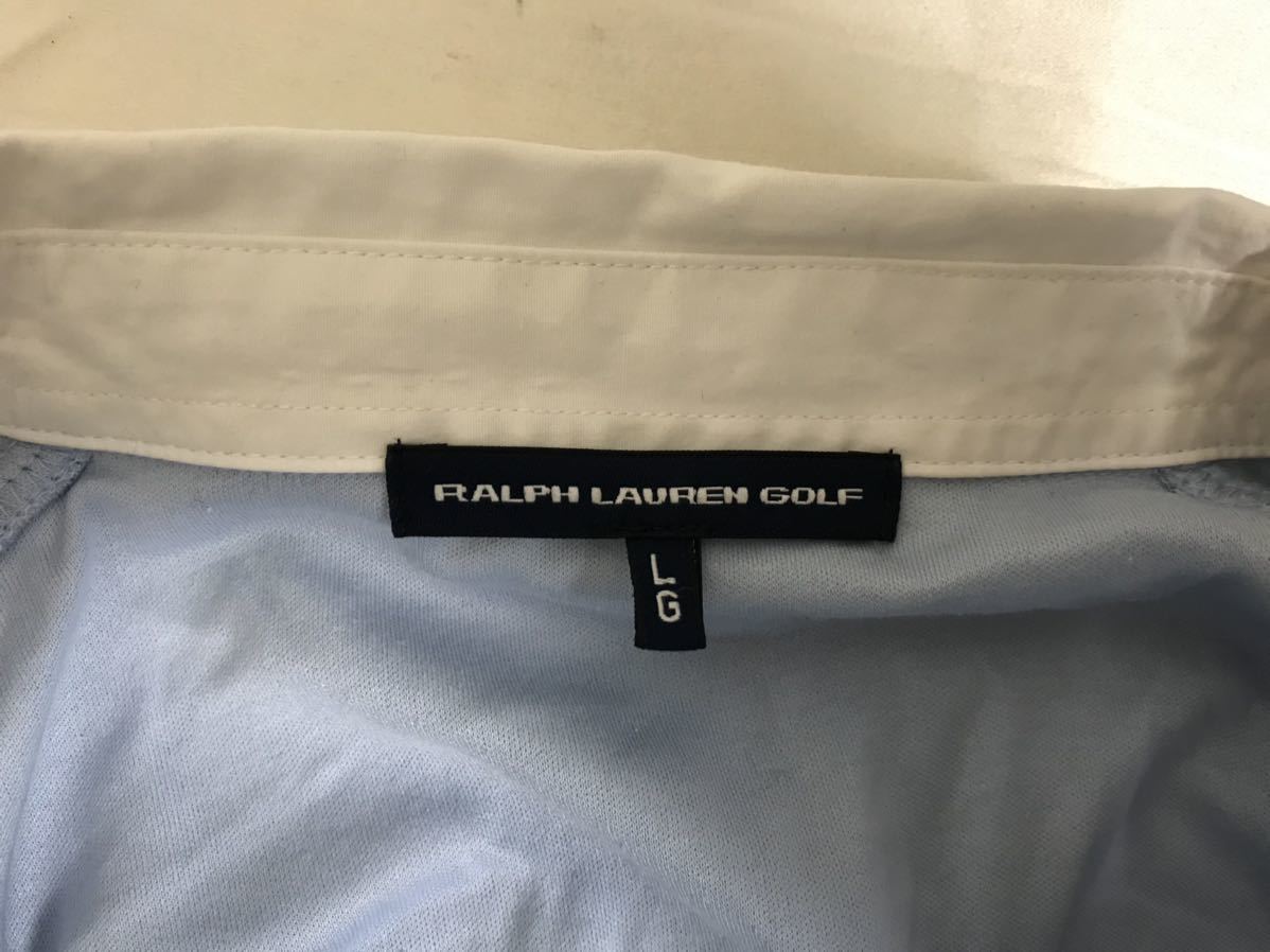 本物ラルフローレンゴルフRALPHLAURENコットンクレリック長袖ポロシャツロンTカットソーアメカジサーフビジネススーツレディースL青ブルー_画像4