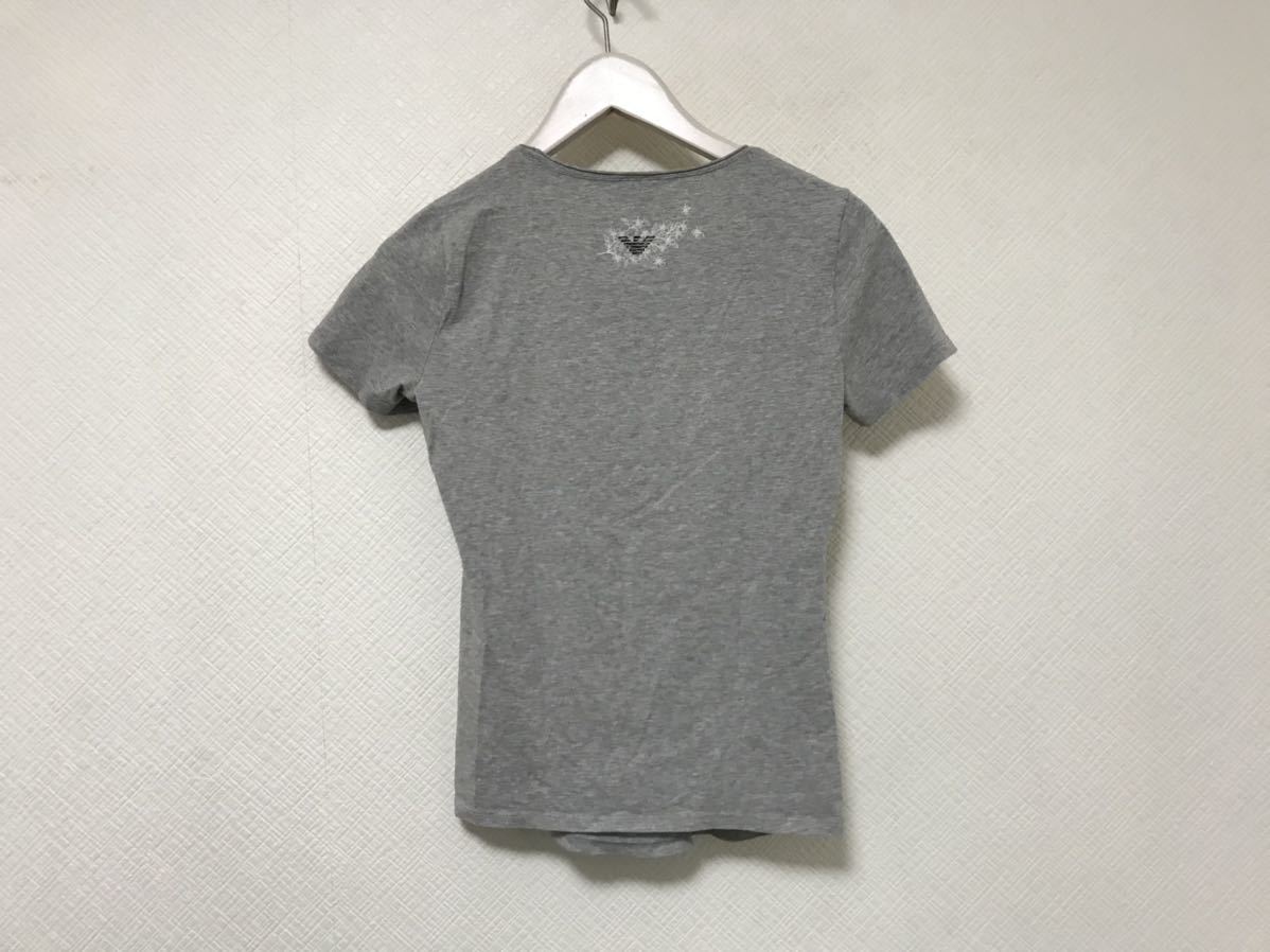 本物アルマーニジーンズARMANI JEANSコットンストレッチプリント半袖TシャツアメカジサーフビジネススーツレディースグレーXSモロッコ製_画像3