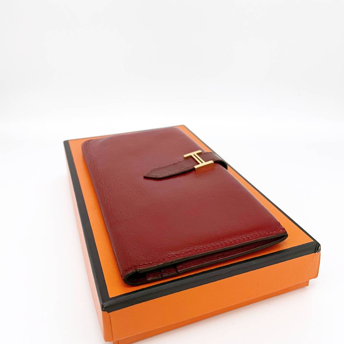 HERMES エルメス べアン 長財布 財布 赤 レッド ゴールド金具 □G刻印