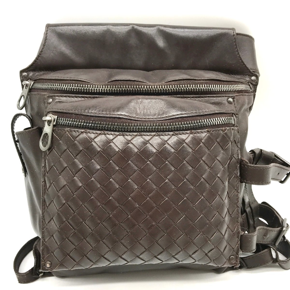 M4300 1円 良品 BOTTEGA VENETA ボッテガ・ヴェネタ イントレ レザー ボディ バッグ 茶色_画像1