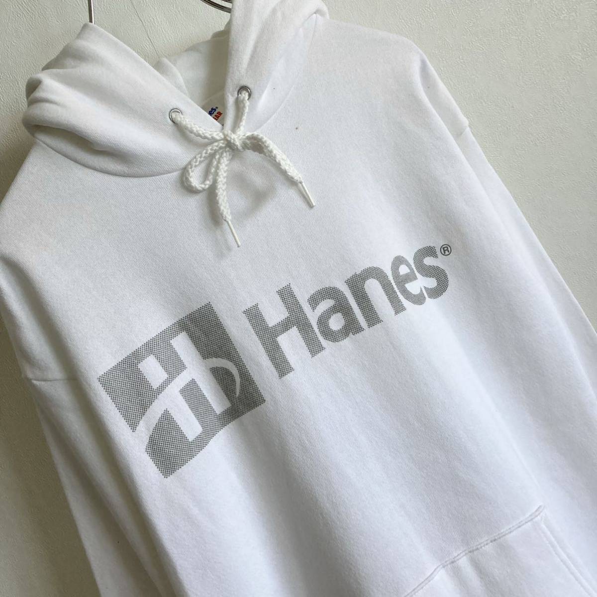 90s Hanes ヘインズ 企業ロゴ スウェット パーカー ホワイト - Size M