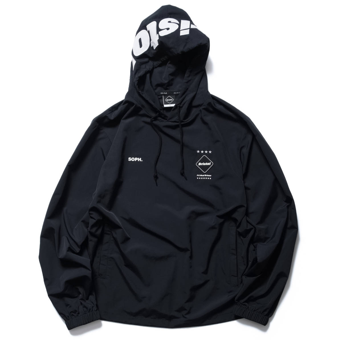 新品L黒F.C.Real Bristol LOGO APPLIQUE PULLOVER HOODED ANORAKプル