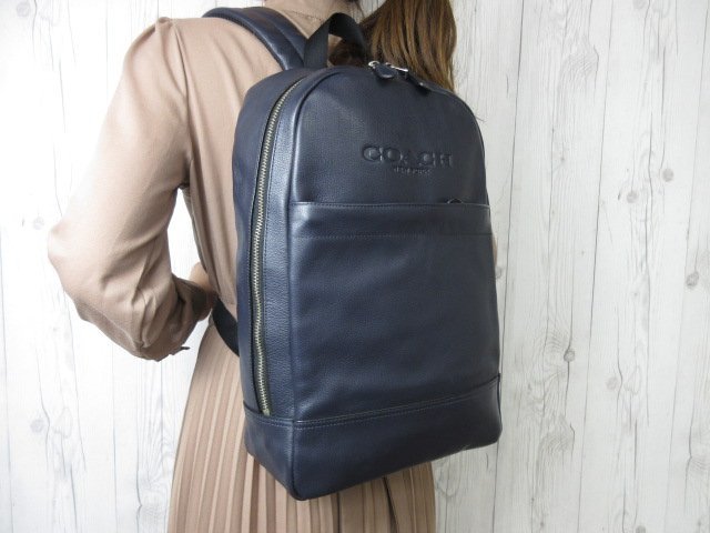 コーチ COACH バックパック レザー ダークブルー ネイビー c4134 www