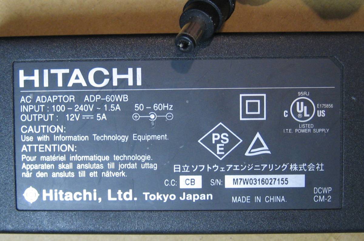 HITACHI AC адаптер ADP-60WB (12V 5A) 5.5mm×2.5mm