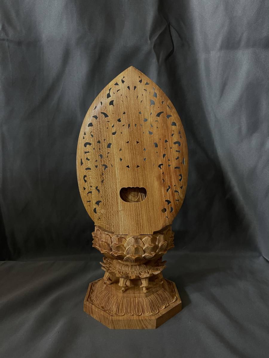 極上品 仏教工芸品 一刀彫 総ケヤキ材 木彫仏像 釈迦如来座像