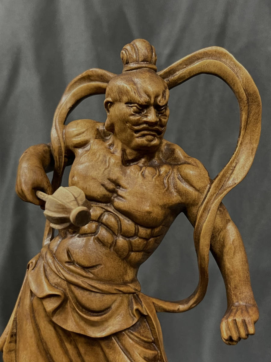 仏教工芸品 時代彫刻 総柘植製 一刀彫 極上彫 木彫仏像 仁王立ち 仁王 