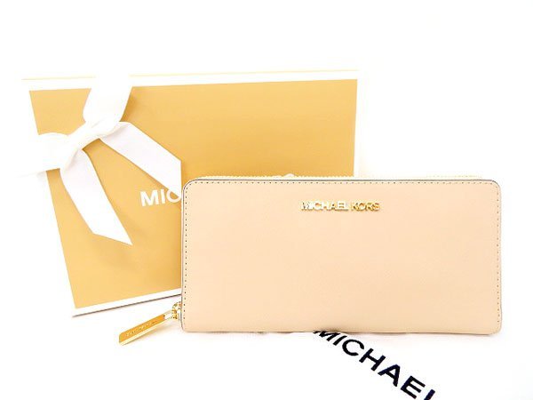 新品未使用◇MICHAEL KORS/マイケルコース JET SET TRAVEL ジップアラウンド コンチネンタル ラージ ウォレット 長財布 ベージュ_画像1