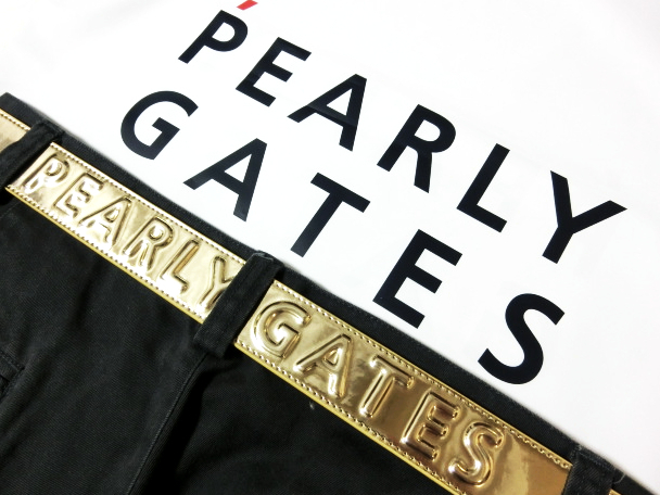 【１点のみ】 PEARLY GATES パーリーゲイツ エナメル ロゴステッチ ゴルフベルト 人気のゴールド ユニセックス 調節可能