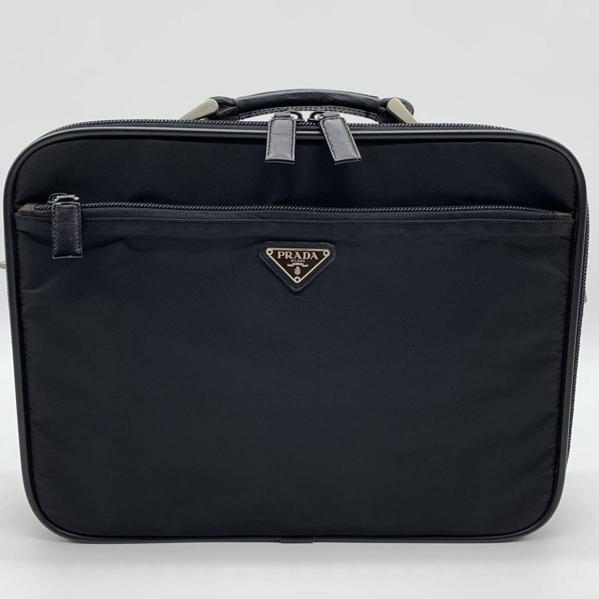 1円【極美品】PRADA プラダ 三角ロゴ 三角プレート ビジネスバッグ