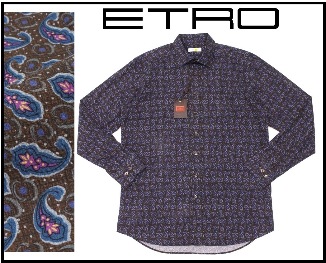 38%割引ブラウン系,M品質満点! ETRO(エトロ)/ ペイズリー柄シャツ ...