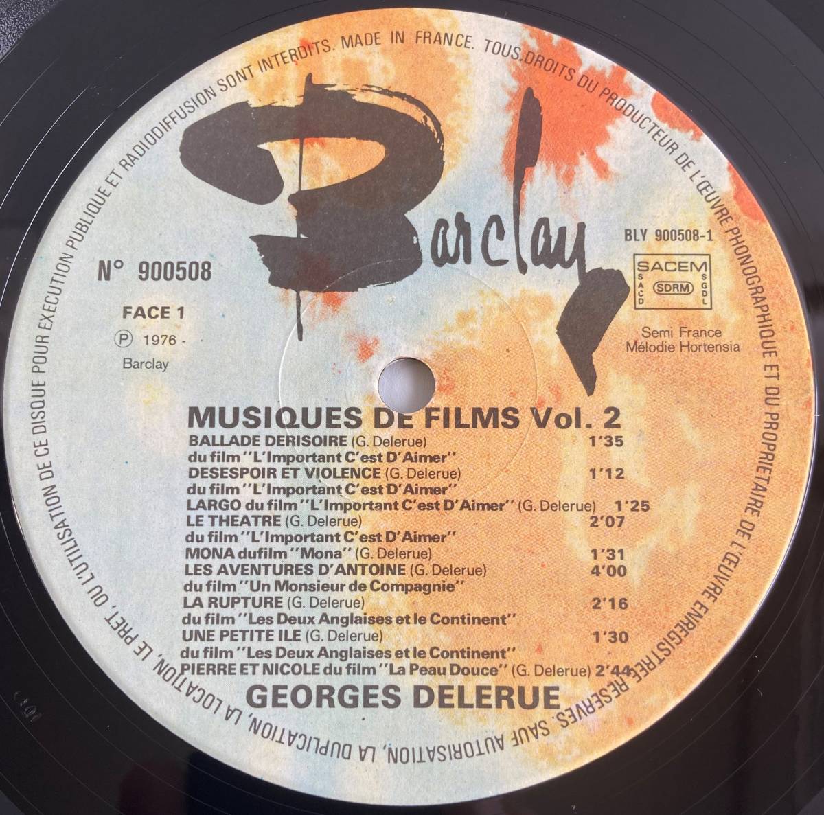 Les plus belles musiques de fils de Georges Delerue Vol.2 仏盤LP Barclay 900 508_画像5