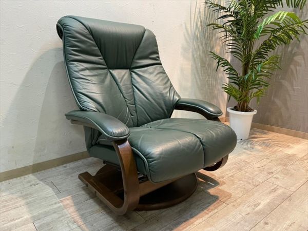 美品 富士ファニチャー 本革 高級リクライニングチェア FUJI FURNITURE