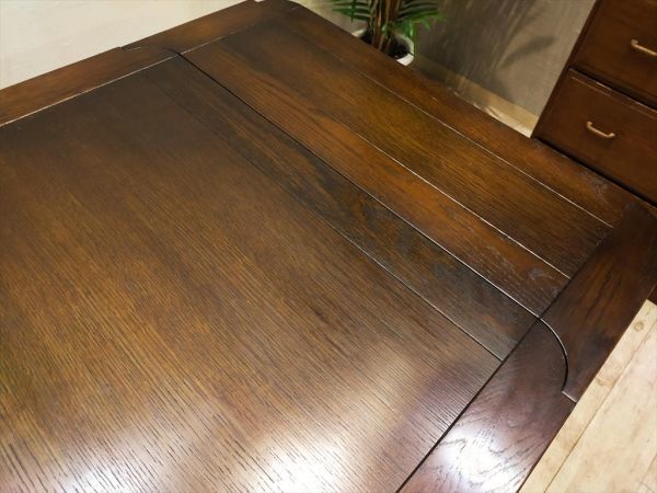 英国アンティーク 伸長式ダイニングセット テーブル+チェア2脚 幅75-125cm イギリス製 正方形テーブル オーク材 無垢材