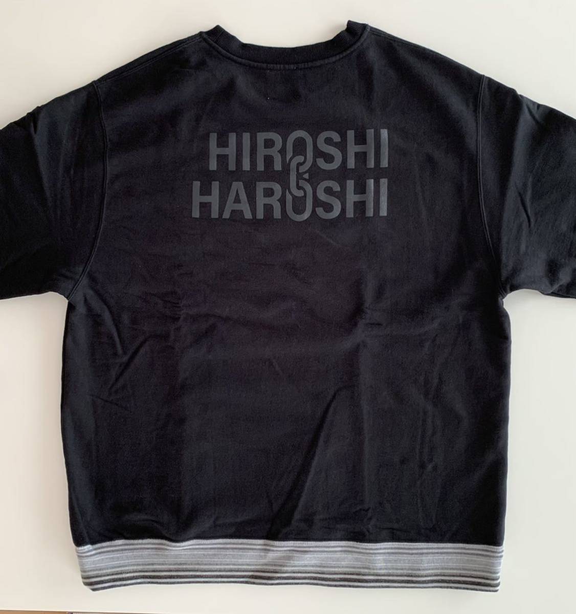 【fragment design x HAROSHI】HH Border Stripe Rib Sweat Shirts (BLACK) XL フラグメント スウェット 藤原ヒロシ ハロシ ブラック_画像1