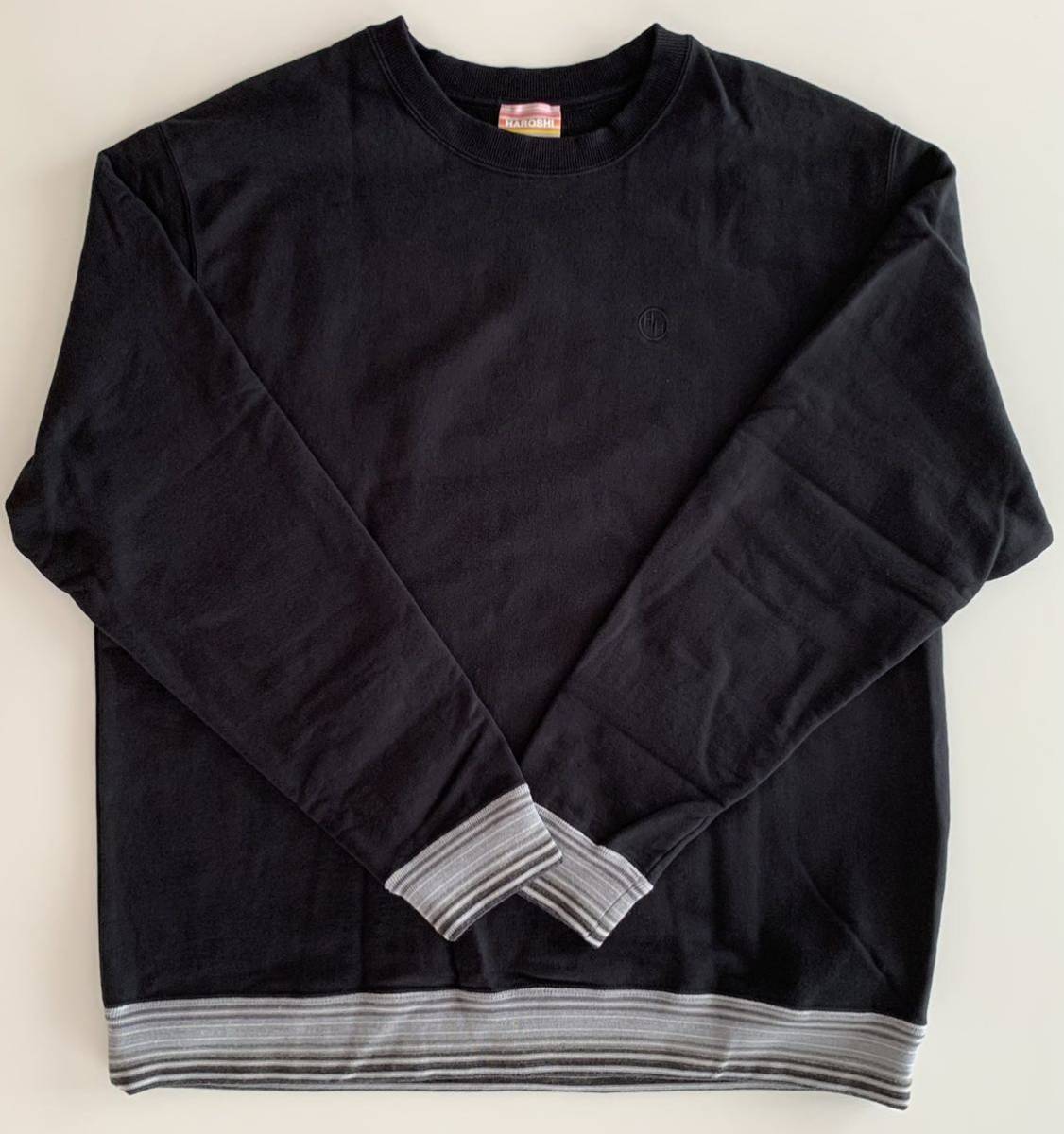 【fragment design x HAROSHI】HH Border Stripe Rib Sweat Shirts (BLACK) XL フラグメント スウェット 藤原ヒロシ ハロシ ブラック_画像5