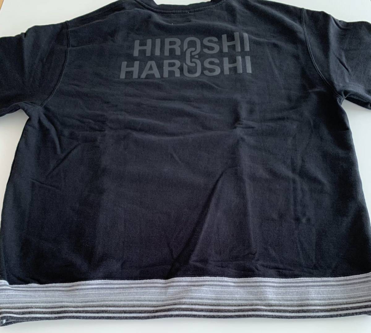 【fragment design x HAROSHI】HH Border Stripe Rib Sweat Shirts (BLACK) XL フラグメント スウェット 藤原ヒロシ ハロシ ブラック_画像2