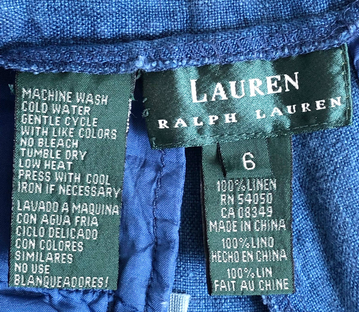  быстрое решение [90\'s Vintage / LAUREN - Ralph Lauren]linen шорты / размер женский 9/ индиго / индиго ./ Ralph Lauren / очень редкий (p-223-4d)