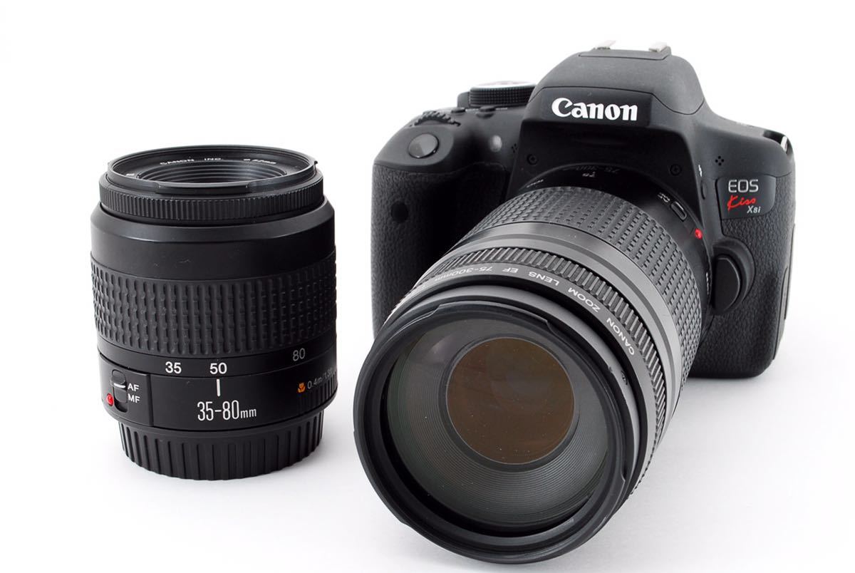 Canon EOS Kiss X8i 一眼レフ カメラレンズセット 標準&望遠ダブル