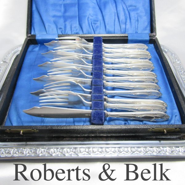 Roberts & Belk フィッシュカトラリーセット 12本【シルバープレート