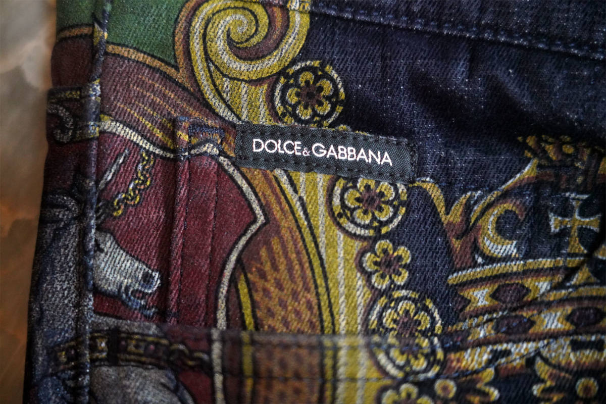 新品 ★ ドルチェ＆ガッバーナ DOLCE&GABBANA コレクション プリント デニム ジーンズ（50）★ カッコいいパンツ_画像5