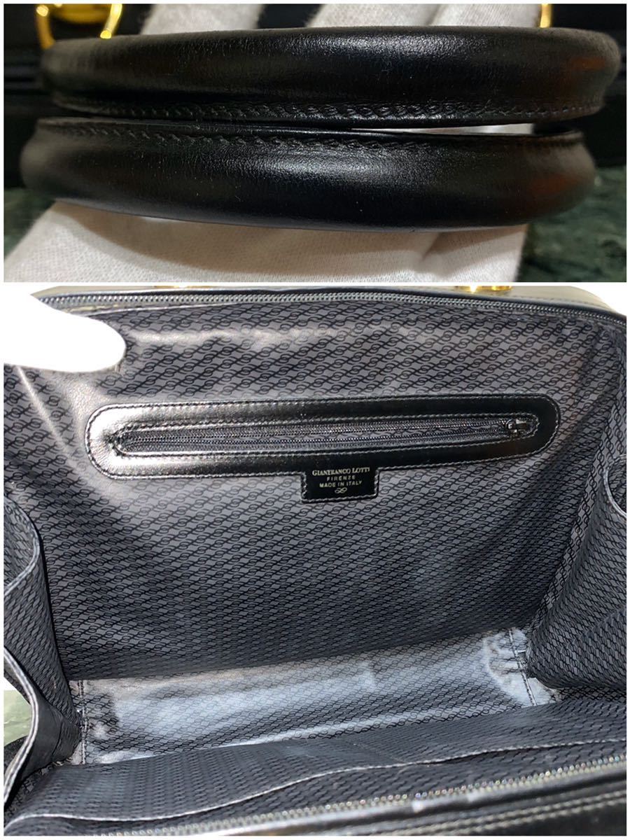 イタリア製 良品 GIANFRANCO LOTTI ハンドバッグ ビジネス フォーマル 黒 ヴィンテージバッグ ジャンフランコ・ロッティ