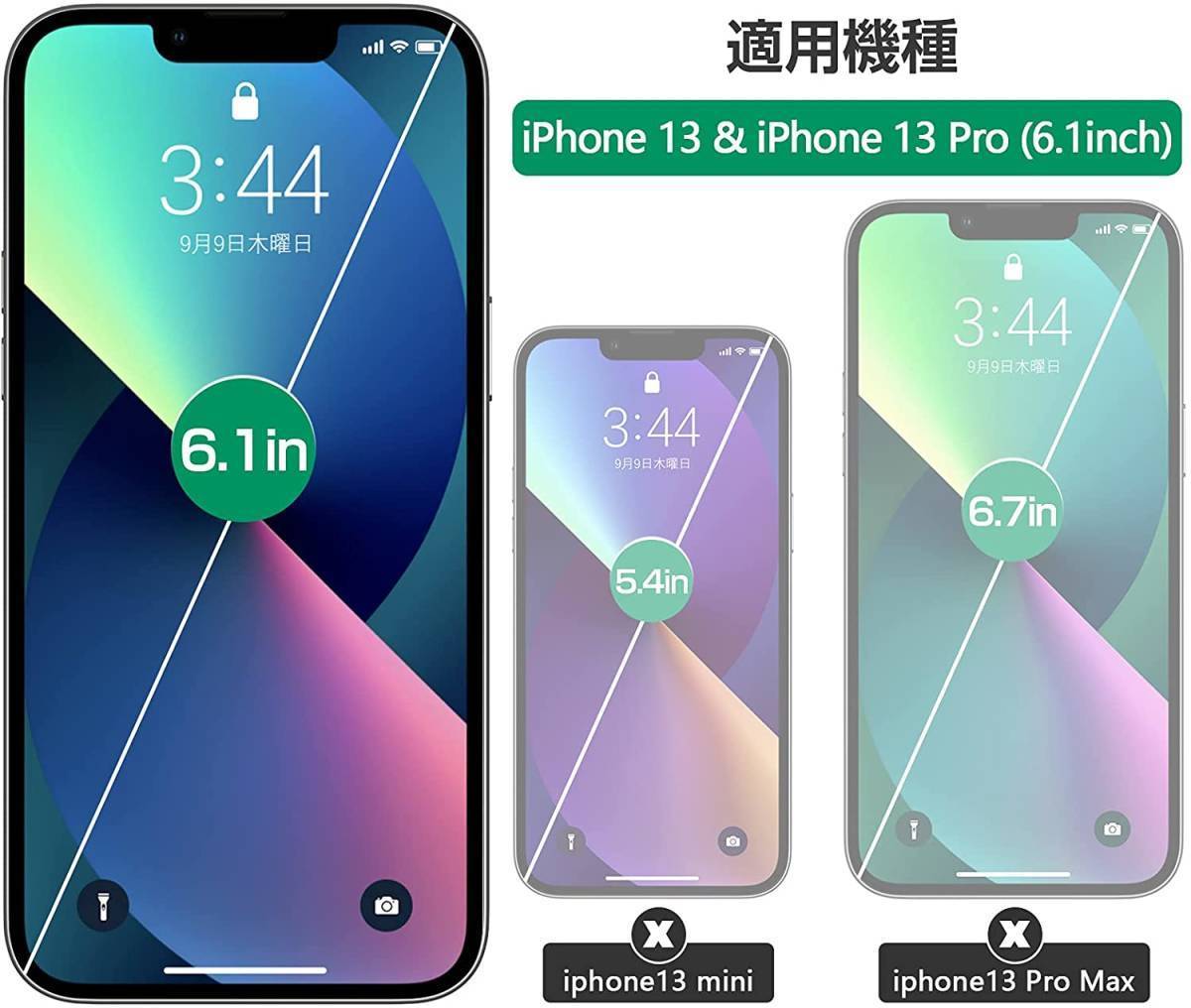 2枚入りiPhone13/iPhone13 pro 用 ガラスフィルム 6.1inch 強化ガラス液晶保護フィルム 撥水撥油/防指