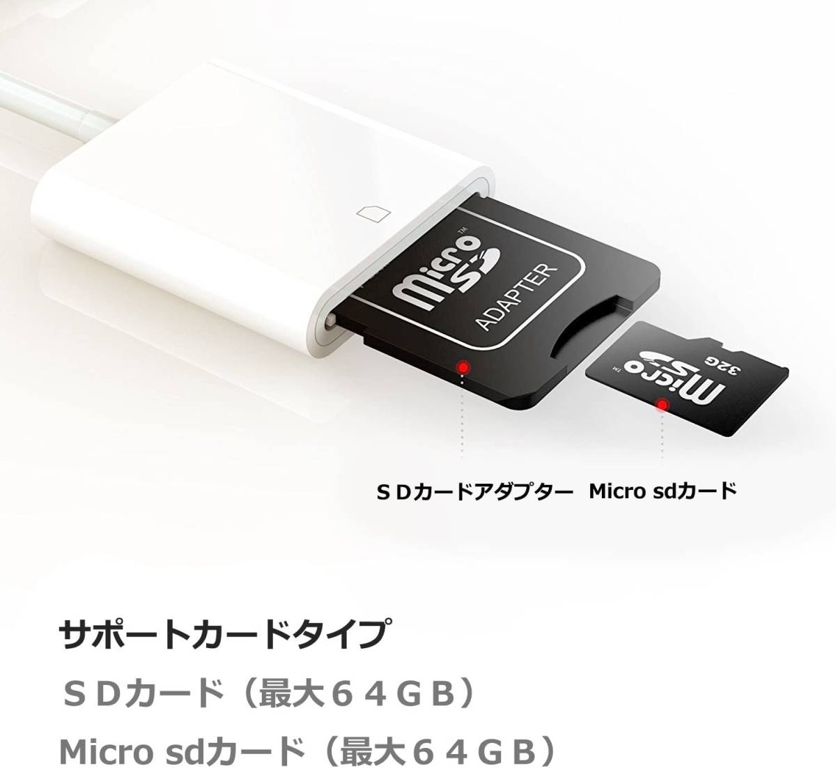 iPhone/iPad用 SD カードリーダー　Lightning用 SDカードカメラリーダー　最大512GB対応