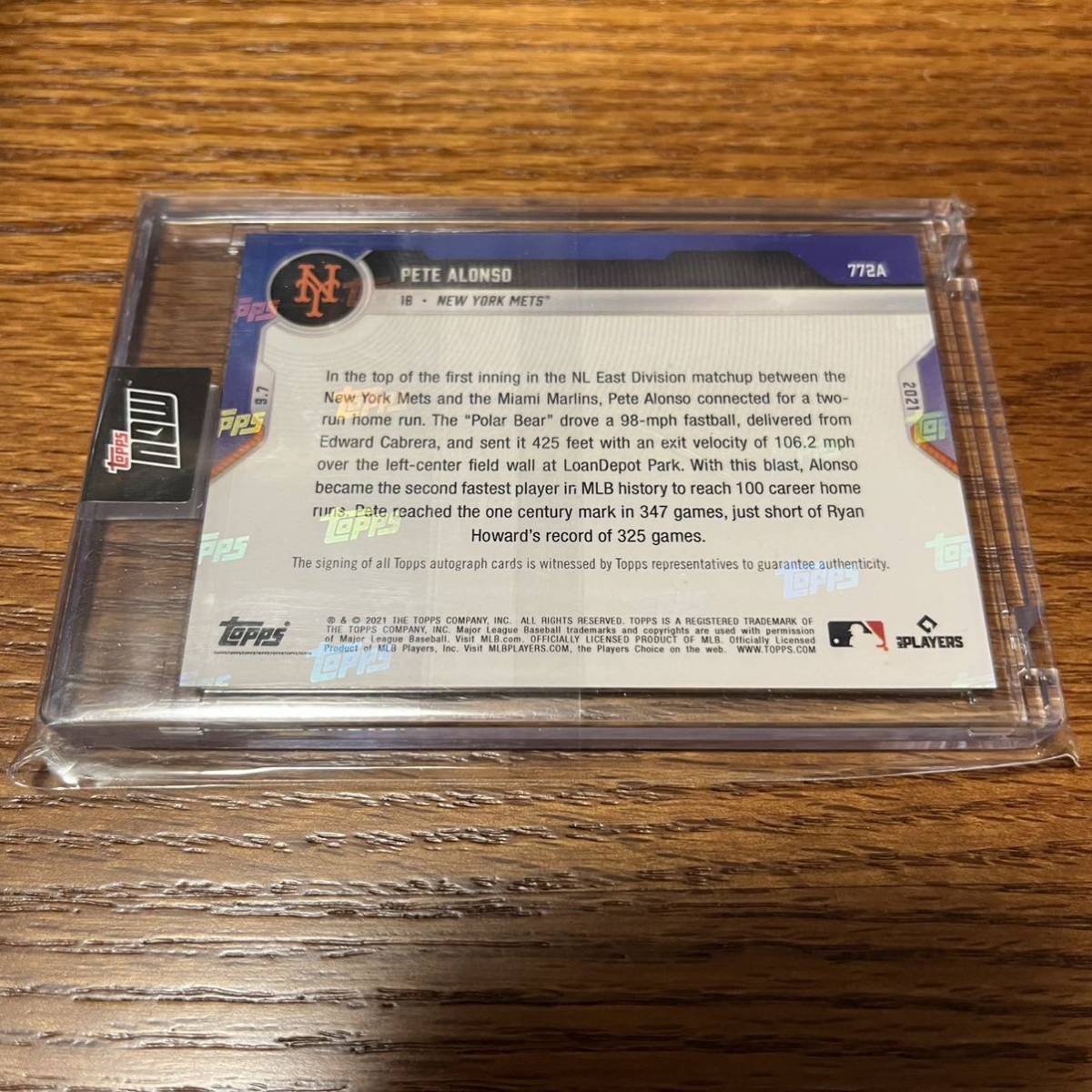 PETE ALONSO】TOPPS NOW 2021 100 HRs AUTO NEW YORK METS /99 直筆