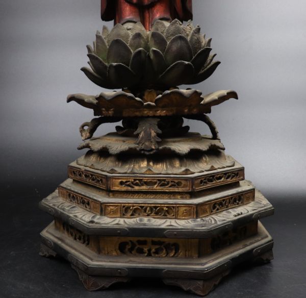 純正新作仏教美術 室町時代 玉眼 木造阿弥陀如来像 仏像 高さ約60㎝ 仏像