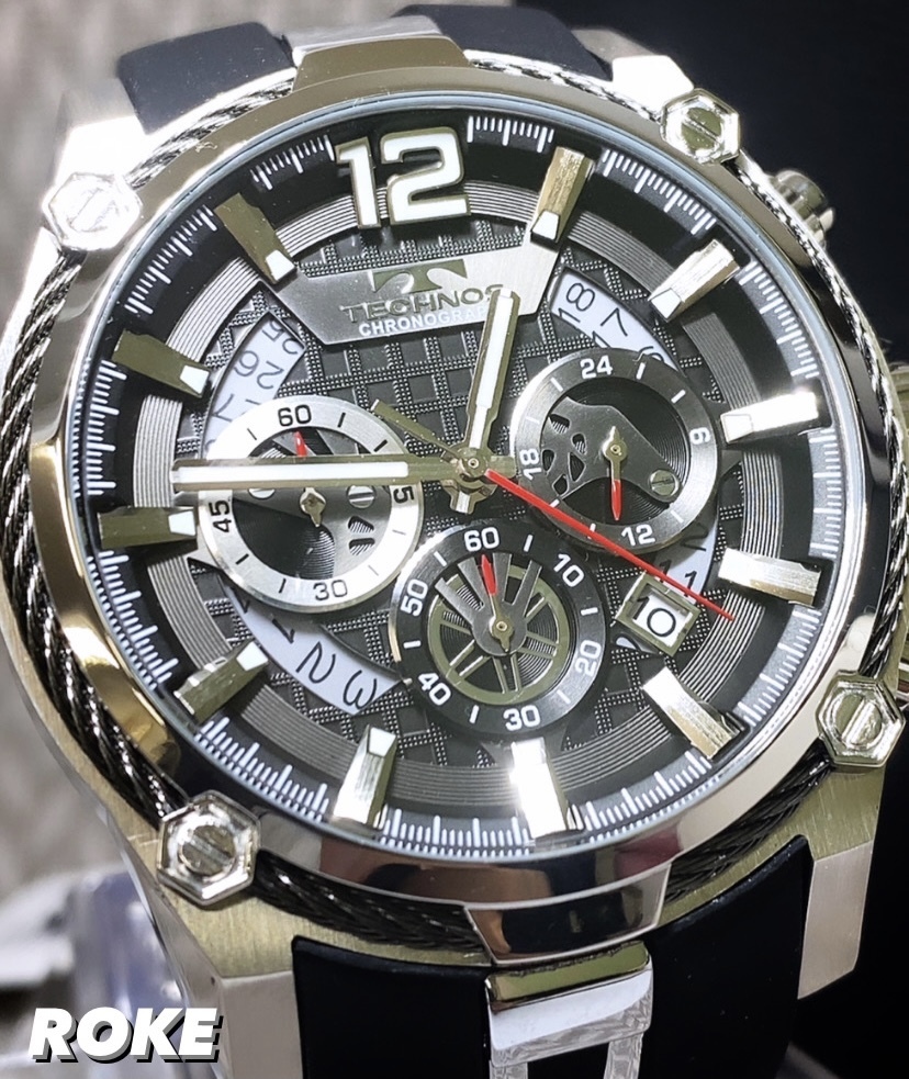 テクノス TECHNOS 正規品 腕時計 クロノグラフ スポーツ ラバーベルト 