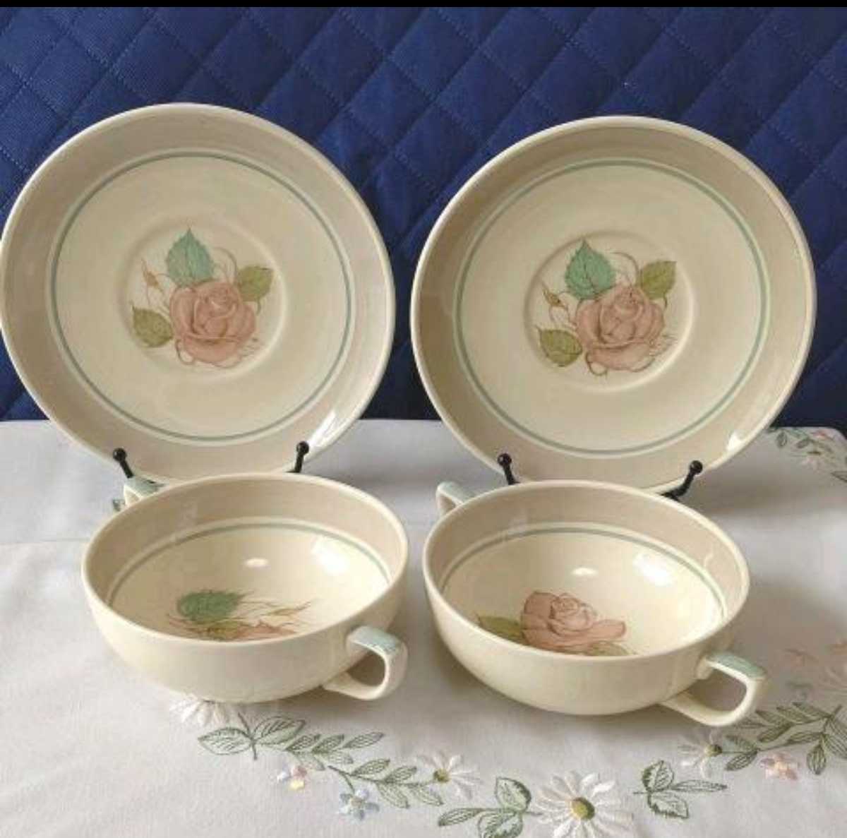 超美品、スージークーパー「パトリシアローズ」スープカップ&ソーサー2