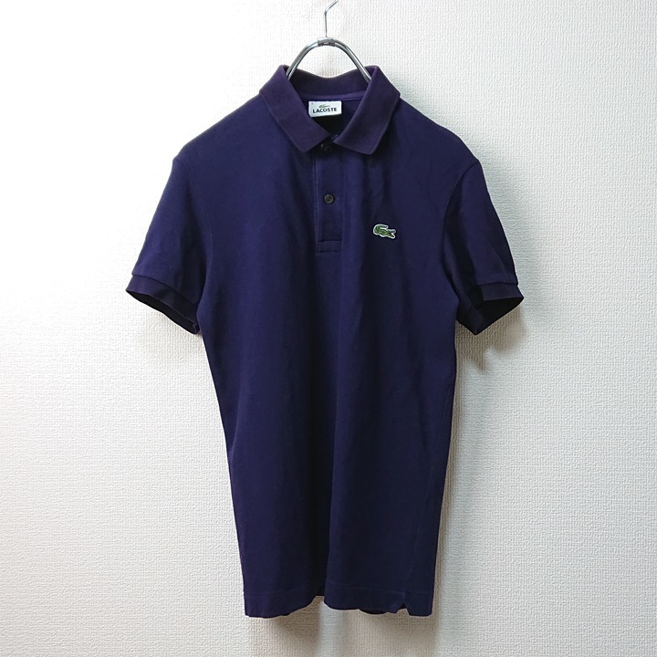 LACOSTE ラコステ ポロシャツ ネイビー 茄子紺 size3 日本製 美 LACOSTE ラコステ ポロシャツ ネイビー 茄子紺 size3 日本製 美
