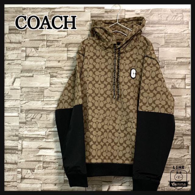 □COACH パーカー 切り替え フーディー シグネチャー 新品 サイズM-