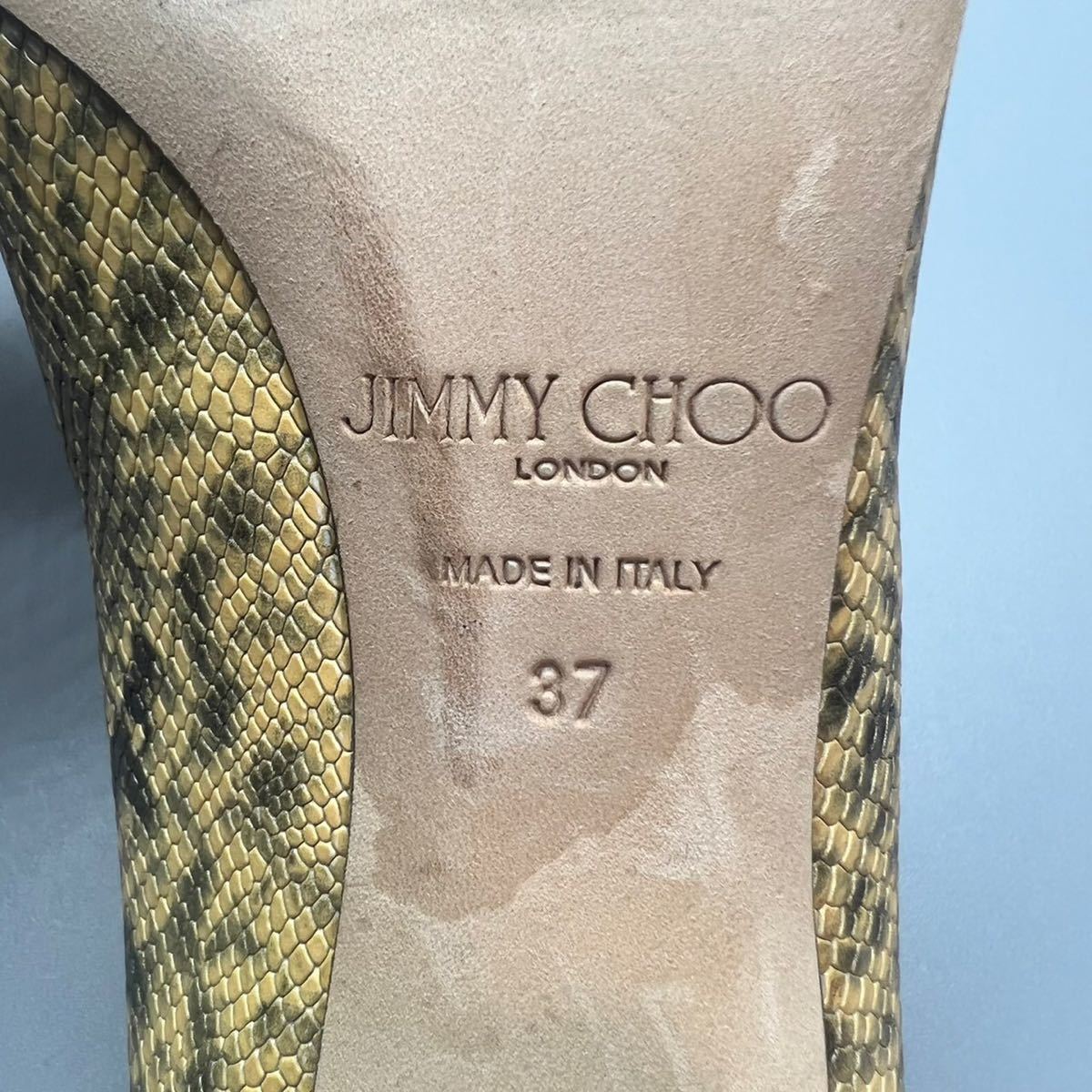 JIMMY CHOO ジミーチュウ　パンプス　スクエアトゥ　パイソン柄　37 23.5cm レディース　シューズ　靴