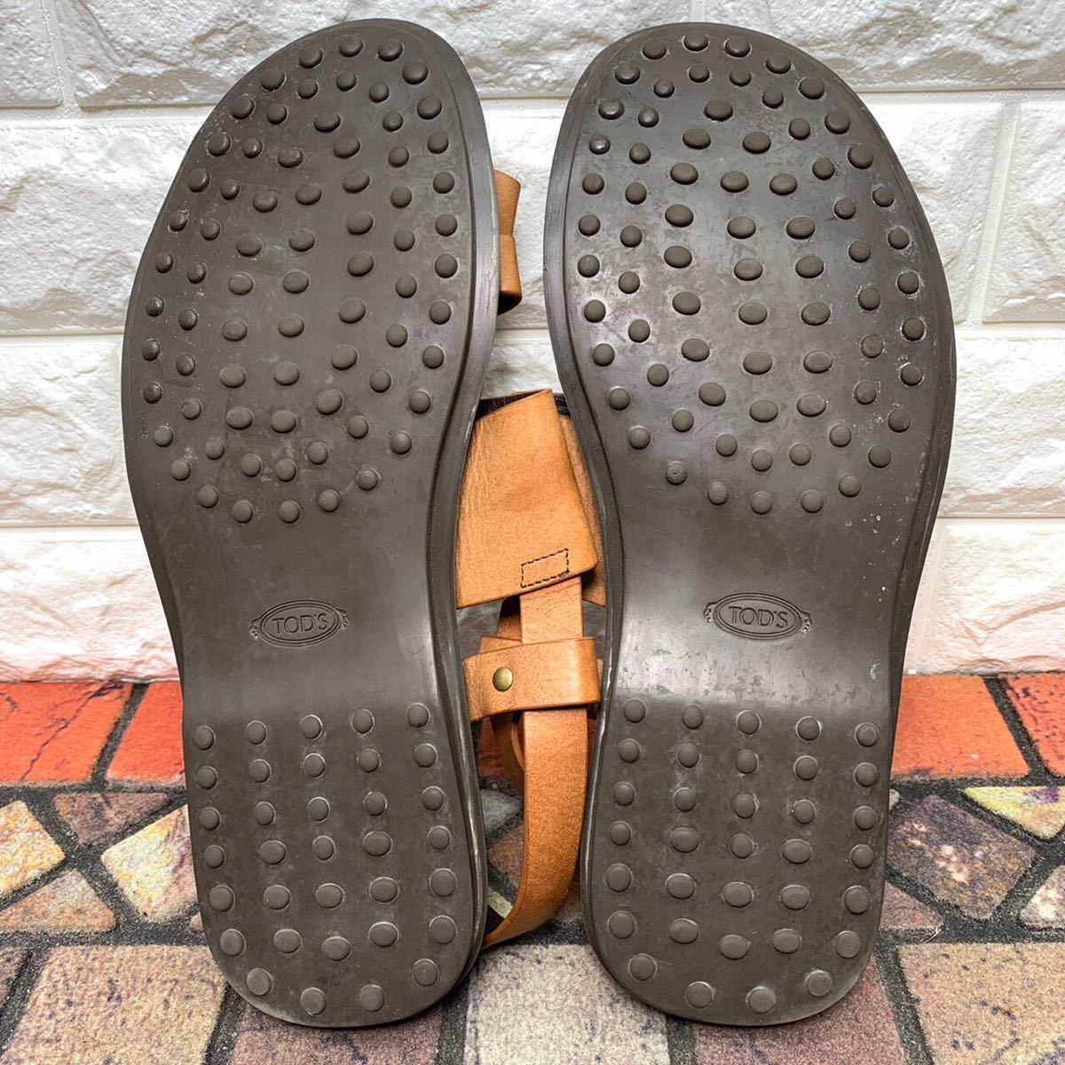 TOD'S トッズ サンダル レザーストラップ 本革 9 27.5cm ベージュ