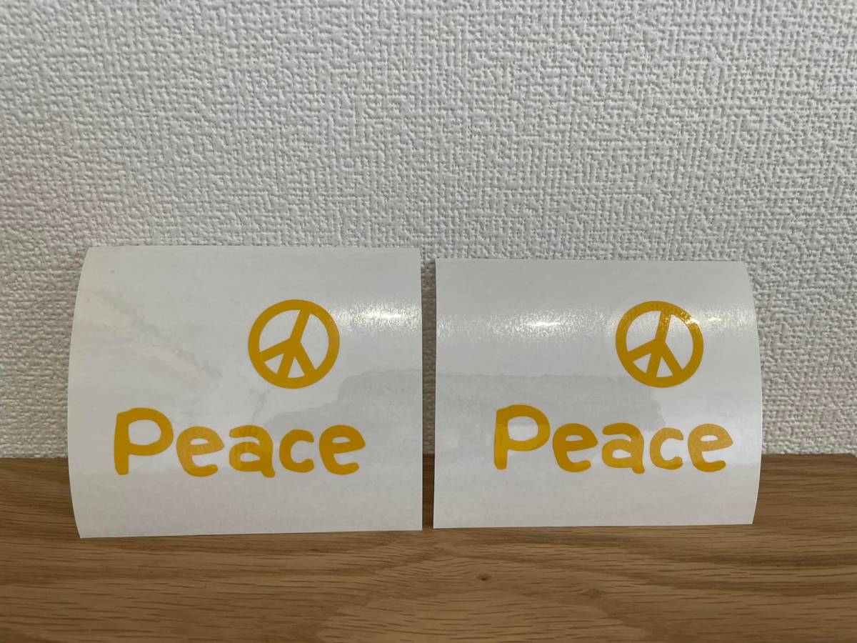 ■ peace ピース ☆ 平和 ステッカー シール デコ■イエロー 2シートセット_画像1