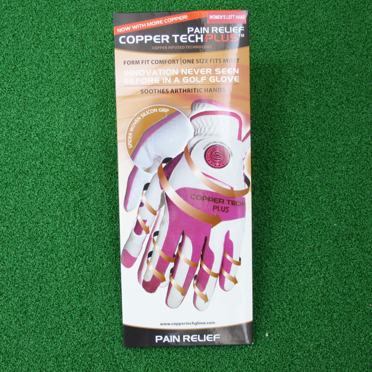 【驚異のカパー効果！】CopperTec ゴルフグローブ ピンク フリーサイズ（17～20cm右利き用）【PainRelief】_画像3