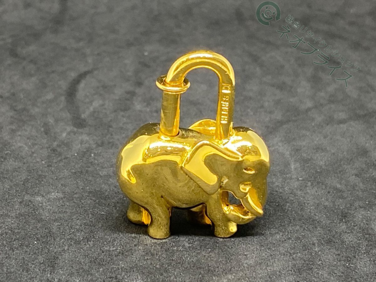 ☆YY3200 HERMES エルメス エレファント 象 カデナ チャーム ゴールド