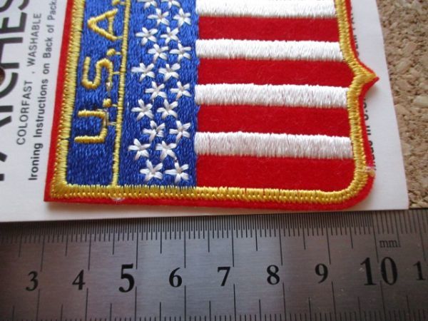 80s Patches米国アメリカU.S.A.国旗 星条旗ビンテージ刺繍ワッペン/旗Aエンブレム米国製made in USA旅行スーベニア アップリケ土産パッチ_画像9