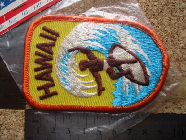 80s ハワイ『HAWAII』ビンテージ刺繍ワッペン/サーフ波乗りサーフィンVoyger観光お土産アロハ旅行アメリカUSAパッチSURFアップリケ_画像8