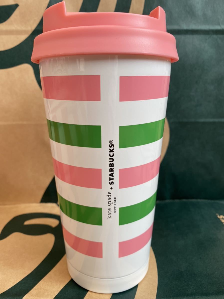 ［オンラインストア限定]スターバックス×ケイトスペード　ステンレスタンブラー kate spade Stripes 473ml スタバ 箱付き_画像3