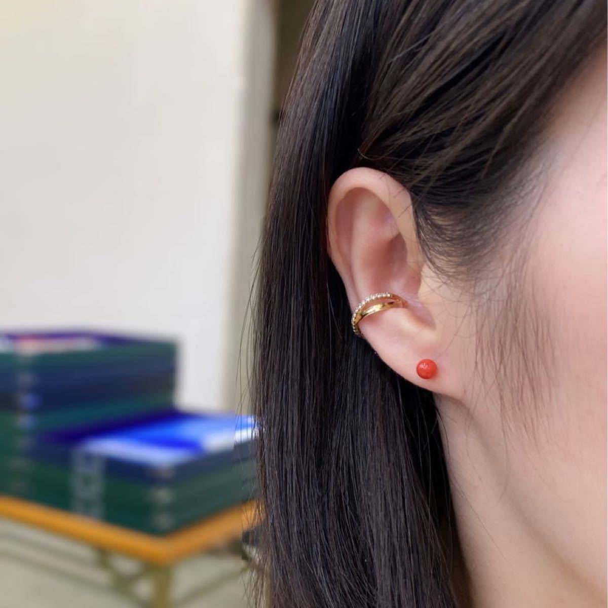 限定数のみ ☆天然珊瑚ピアス☆イタリア赤珊瑚ピアス K18金 5.5mm 刻印