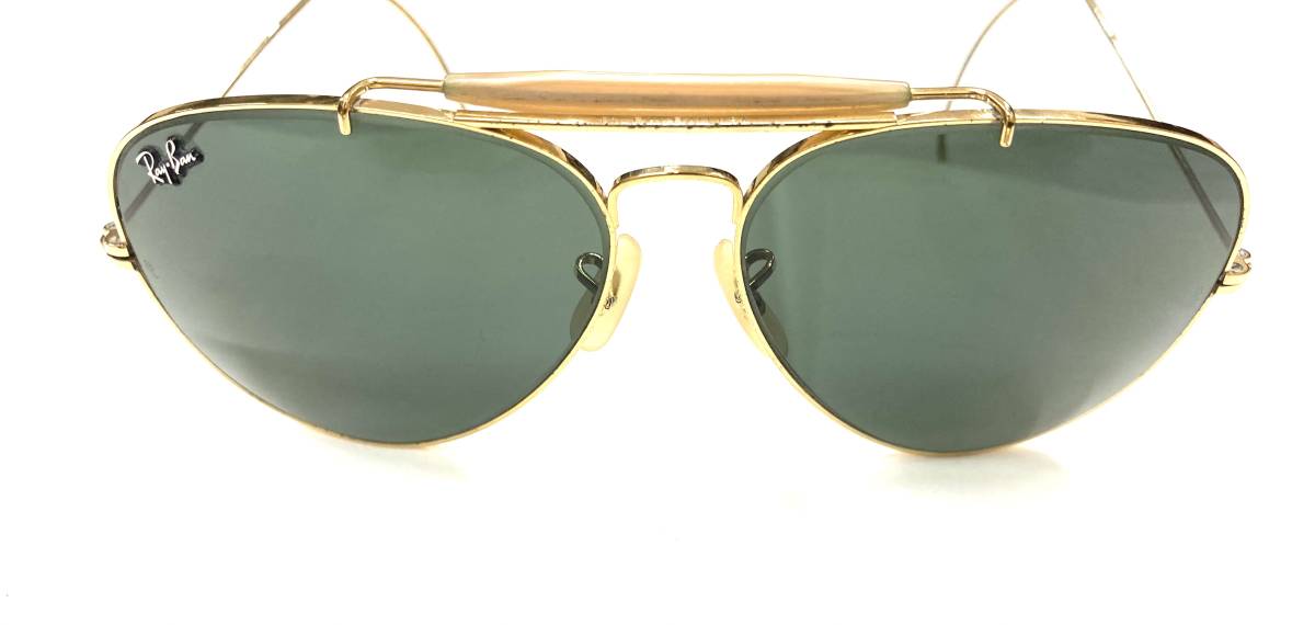 希少 限定 ボシュロム USA製 RAY-BAN アウトドアーズマンⅡ マスターピース 立体ロゴ サングラス ゴールド×G-15 B＆L_画像4