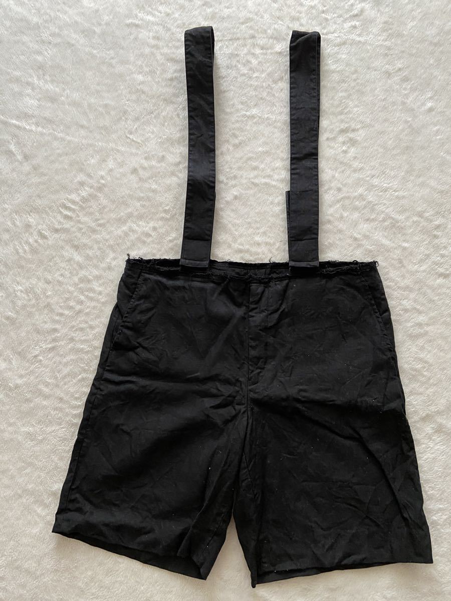 美品 COMME des GARCONS HOMME PLUS 肩紐付きリネンショートパンツ ブラック 黒 コムデギャルソンオムプリュス メンズ