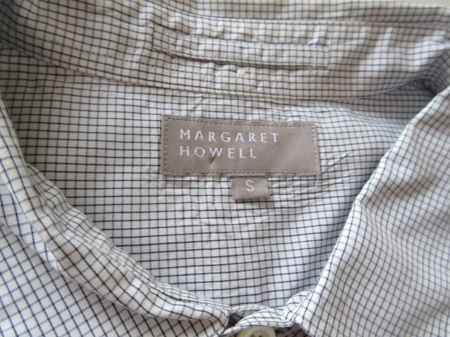 美品 MARGARET HOWELL / マーガレットハウエル チェックコットン ハーフスリーブシャツ S men's * 半袖 メンズ シャツ_画像5