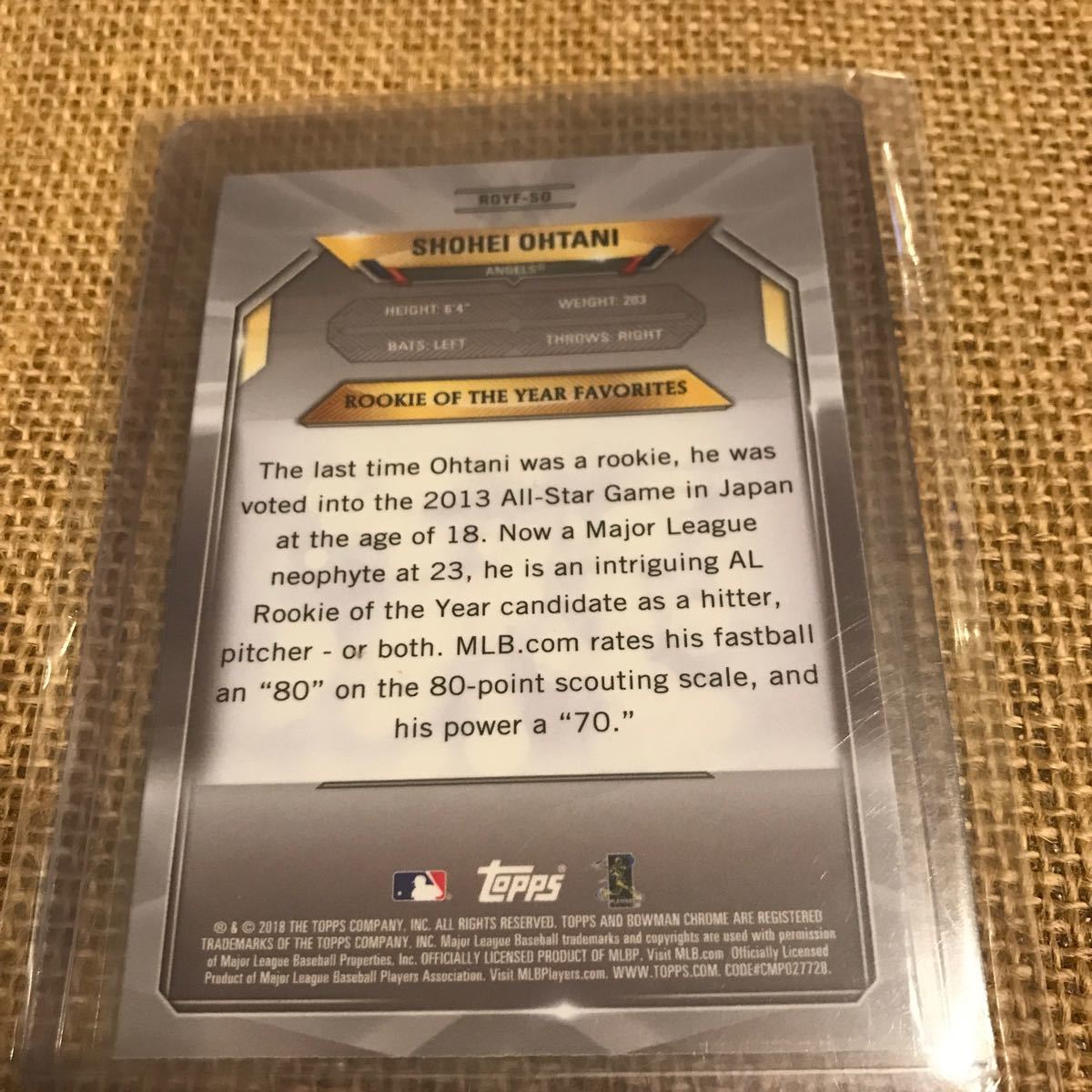 2018 Topps Bowman Chrome 大谷翔平 RC