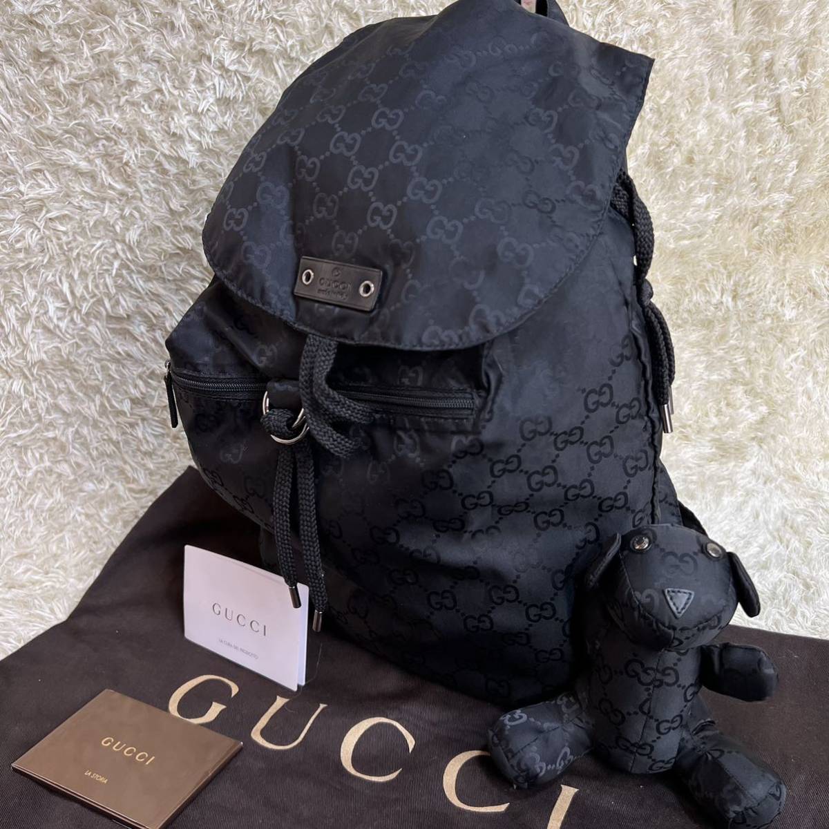 1円 【超希少・極美品】GUCCI グッチ クマチャーム付き gg柄 リュック