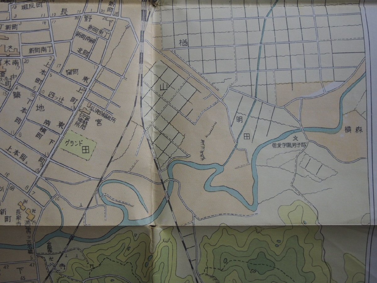 ☆3 古い地図 精密 秋田市街地図 昭和37年 旧秋田市電 市バス系統図 観光案内 郷土資料